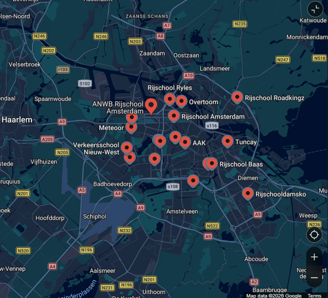 Amsterdam Rijscholen (60 Bedrijven) – Adres- en Telefoongegevens