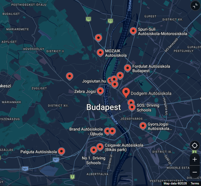 Budapest Autósiskolák (60 Cég) – Cím és Telefonszám
